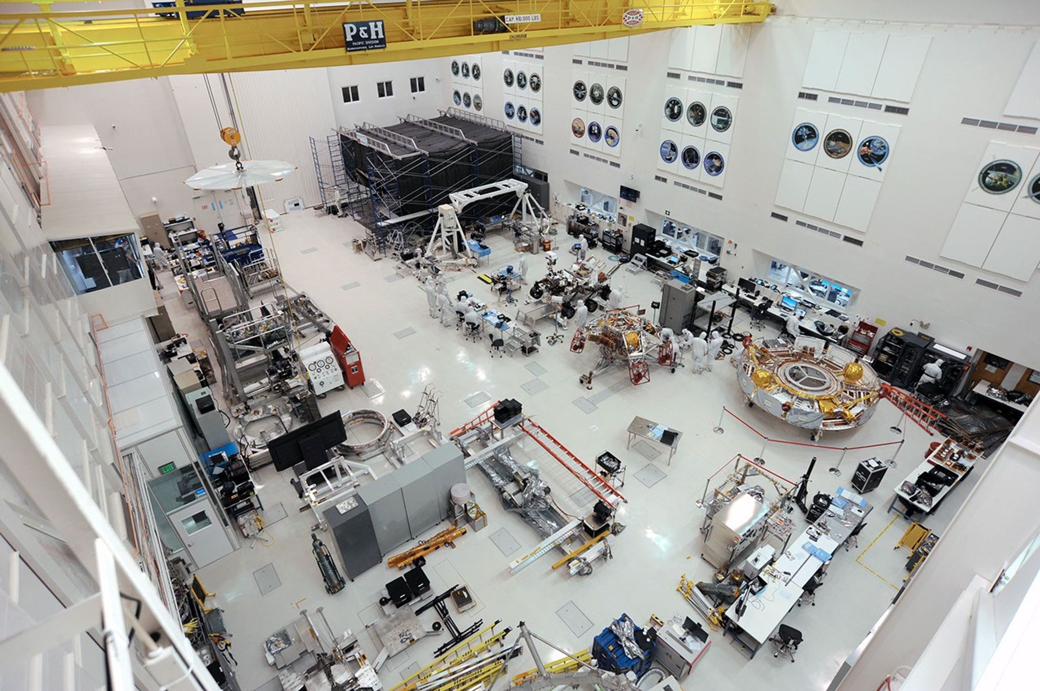 A wide view of a spacecraft assembly high bay
