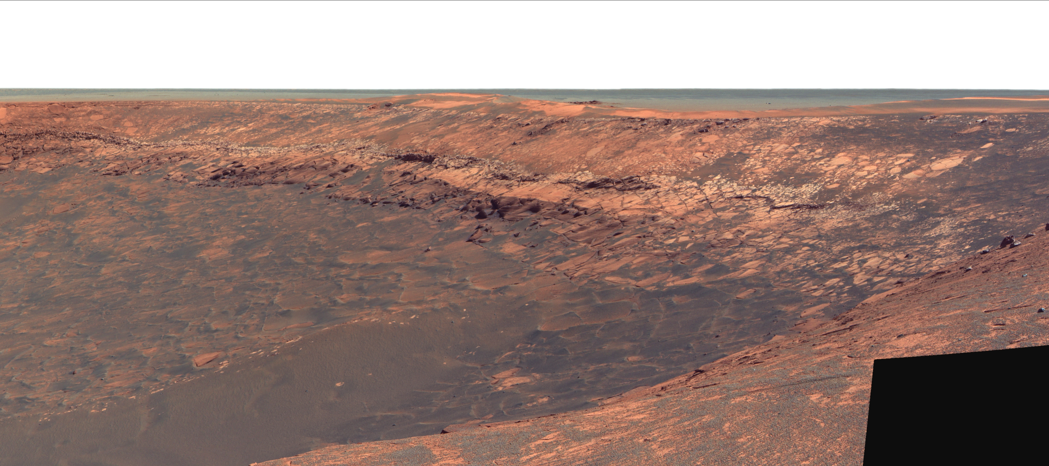 A wide rocky landscape on Mars