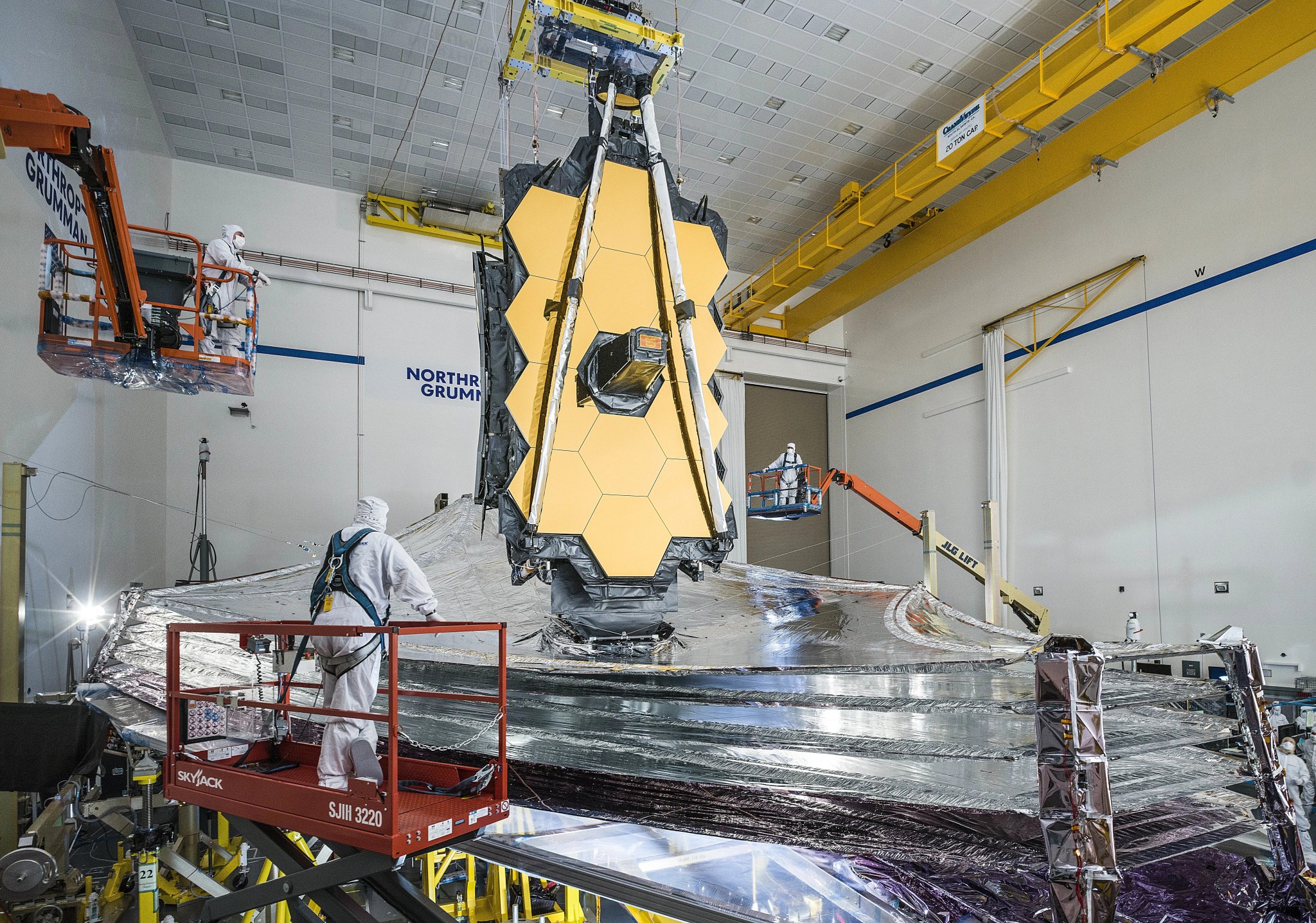 The James Webb Space Telescope being assembled in a cleanroom